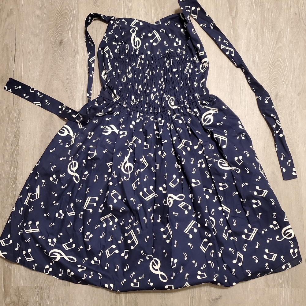 Navy Musical Note Dress- Size Small